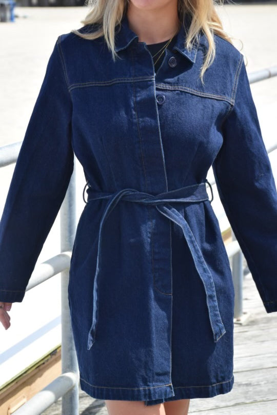 90s L.A Blues Denim Trench Coat