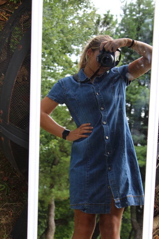 90s French Cuff Maxi Denim Dress