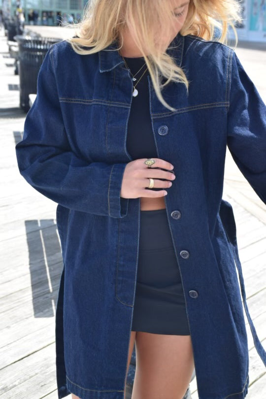 90s L.A Blues Denim Trench Coat