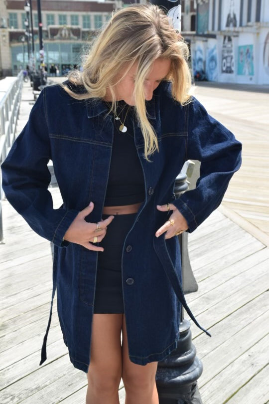 90s L.A Blues Denim Trench Coat